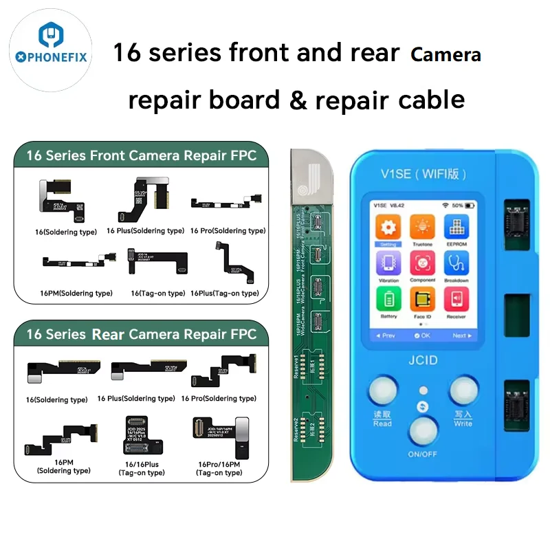 JCID 16 Series Front Camera Rear Camera Repair Board Tag-on FPC Soldering Flex Cable Use With JC V1SE/V1S Pro Programmer