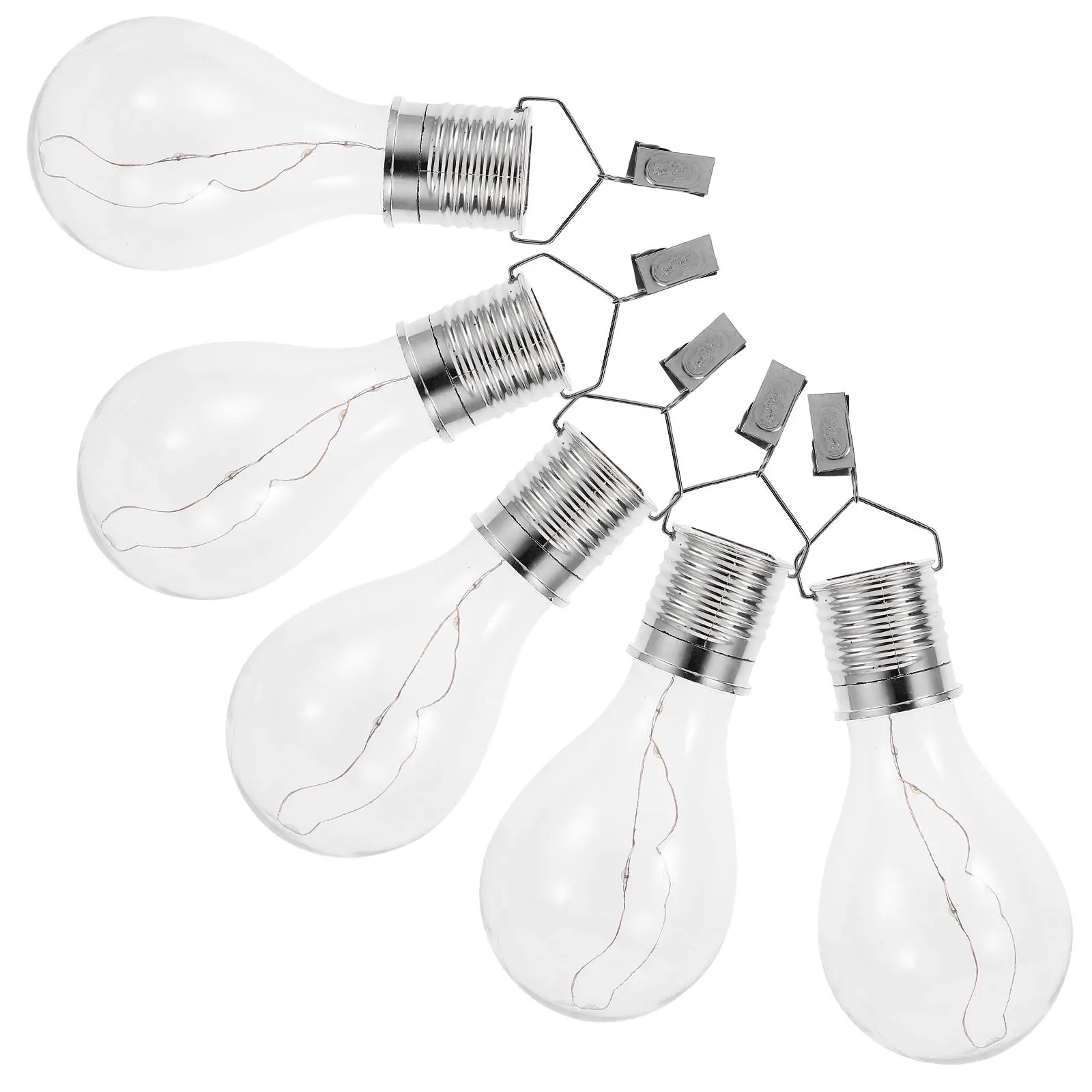 

5pcs Solar Lights Transparent Warm White LED Garden Outdoor Lawn Decoration Tree Light Hanging Light Bulb Bulb