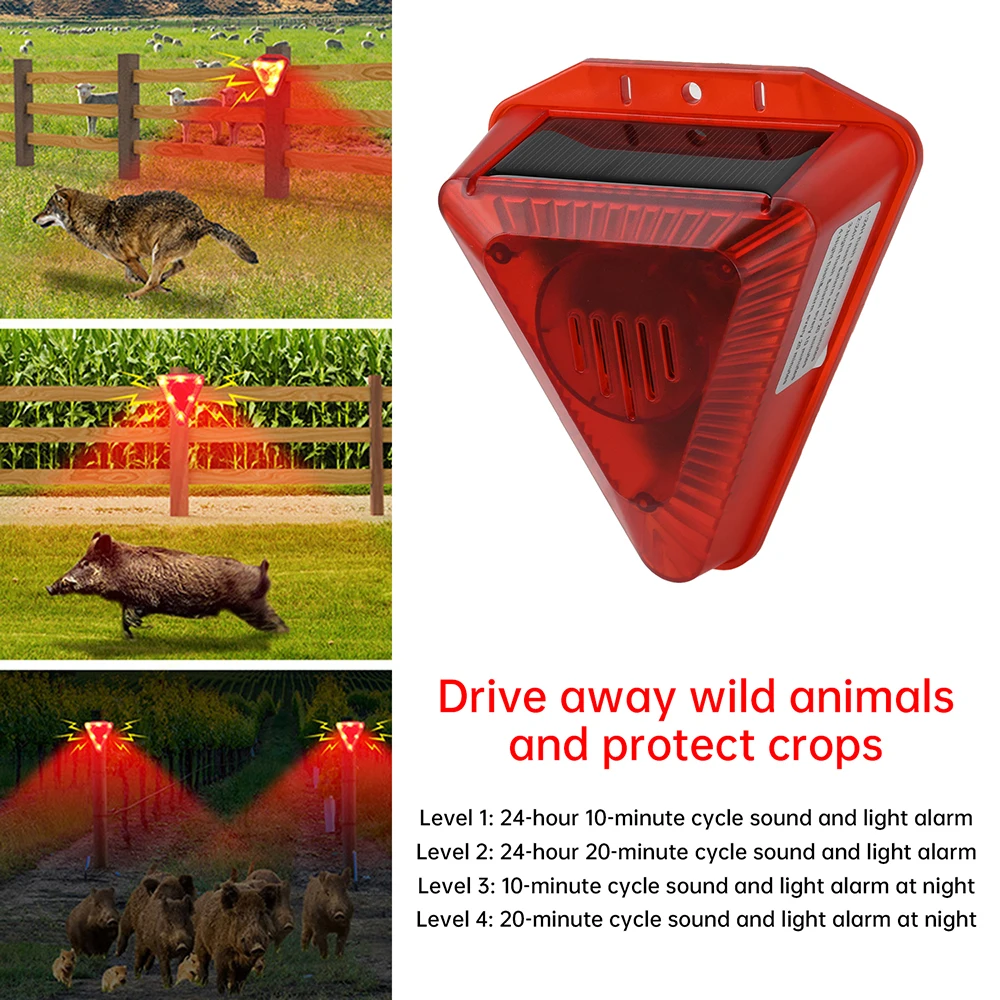 Outdoor Solar Infrared Motion Sensor Alarm 129db Siren Strobe Light IP55 Waterproof Villa Farm Yard Garden Security Alarm System