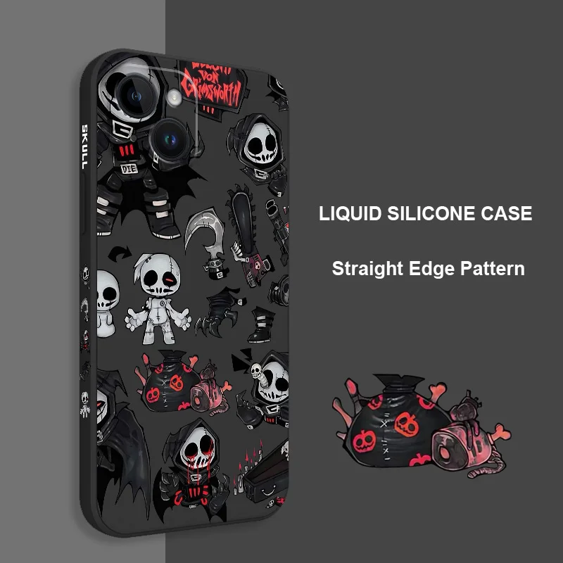 Dark Skeleton Phone Case For iPhone 16 15 14 13 12 11 X XR XS Plus Pro Max Mini Silicone Cover