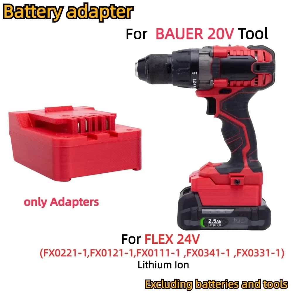 

Battery Adapter/Converter for FLEX 24V Li-ion Battery TO BAUER 20V series Cordless Power Tools Accessory(Only Adapter)