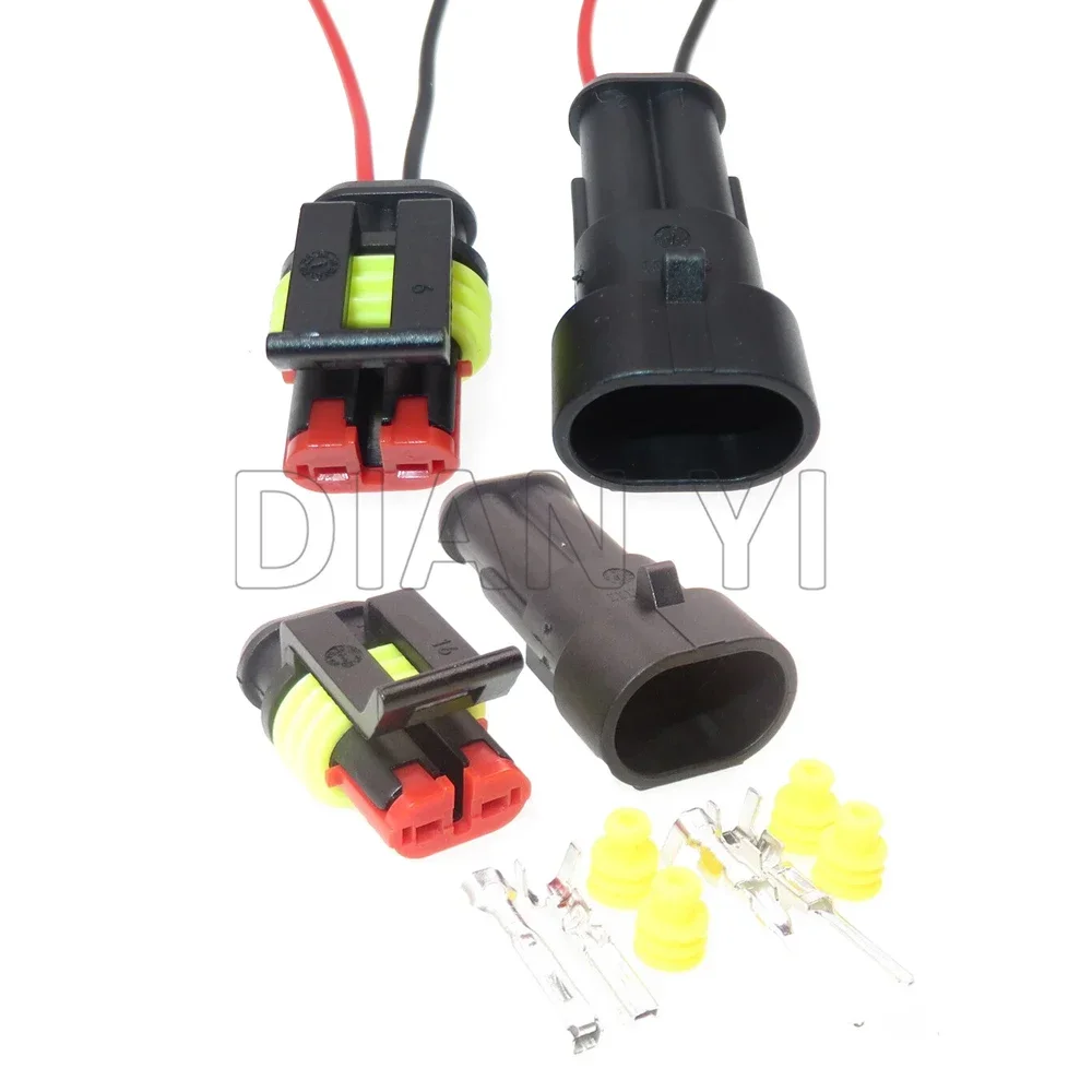 1 Set 2 Way 282104-1 Auto Waterproof Male Plug Female Socket AC Assembly Car Electric Wire Connector 282080-2