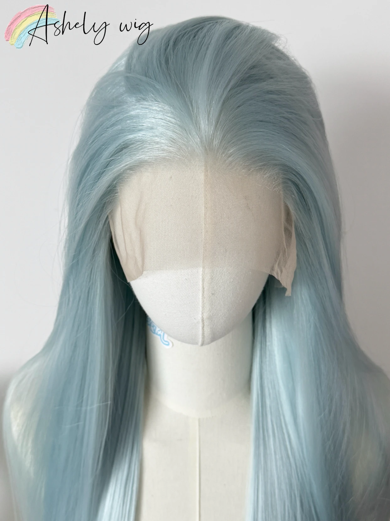 Light Blue Lace Front Wig for Women 24inch High Quality Cosplay Wig Heat Resistant Synthetic Lace Wigs for Daily Use Cosplay image 2