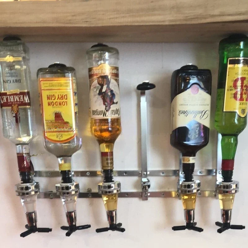 Innovative Wall Mounted 6-Station Liquor Dispenser Efficient Wine and Alcohol Bottle Pourer for Bars