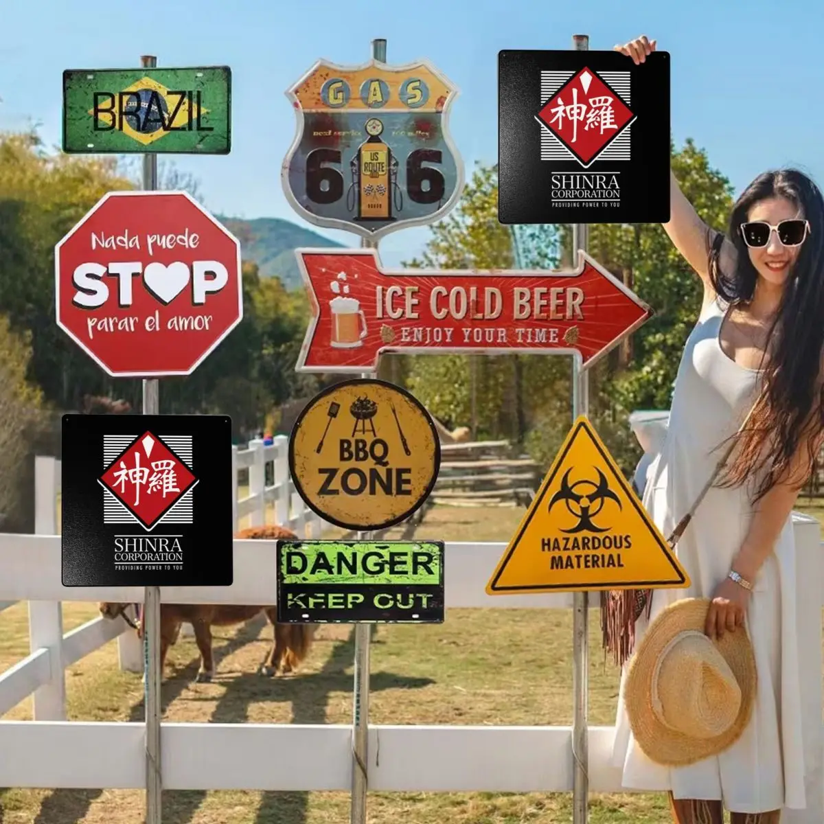 فاينل فانتسي السابع شينرا FF7 معدن القصدير تسجيل المنزل الفن الجدار الديكور القصدير اللوحة للحانات مقهى نوادي غرفة لوحة حديدية #6