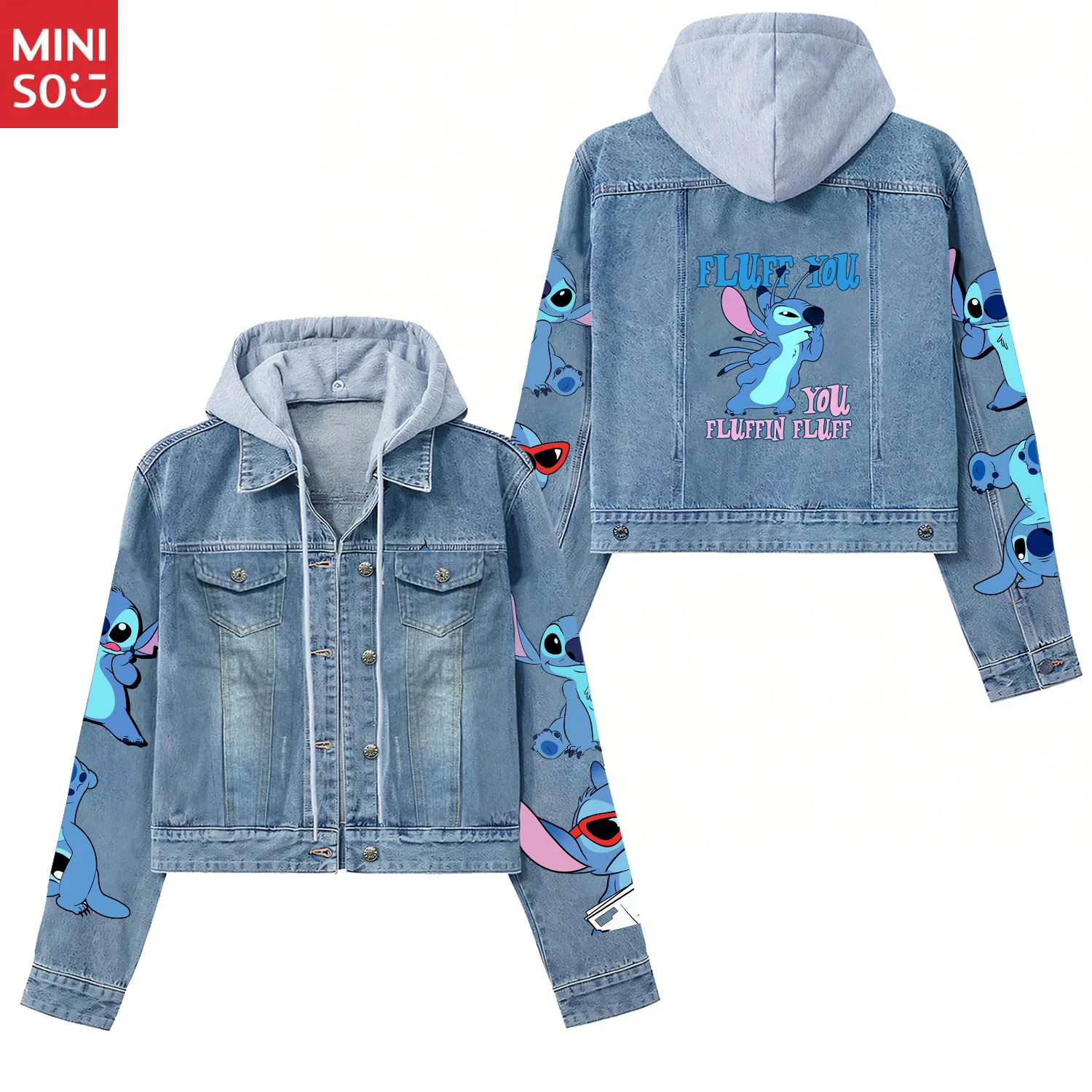 DisneyUnisex Chaqueta vaquera de gran tamaño, ropa informal estilo Hip Hop, abrigo Vintage lavado con estampado de dibujos animados para hombres y mujeres