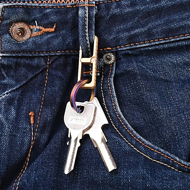 Brass Belt Key Clip With Quick Release Buckle, EDC Mini Carabiner Keychain, Waist Key Holder, Detachable Key Ring Belt Hook