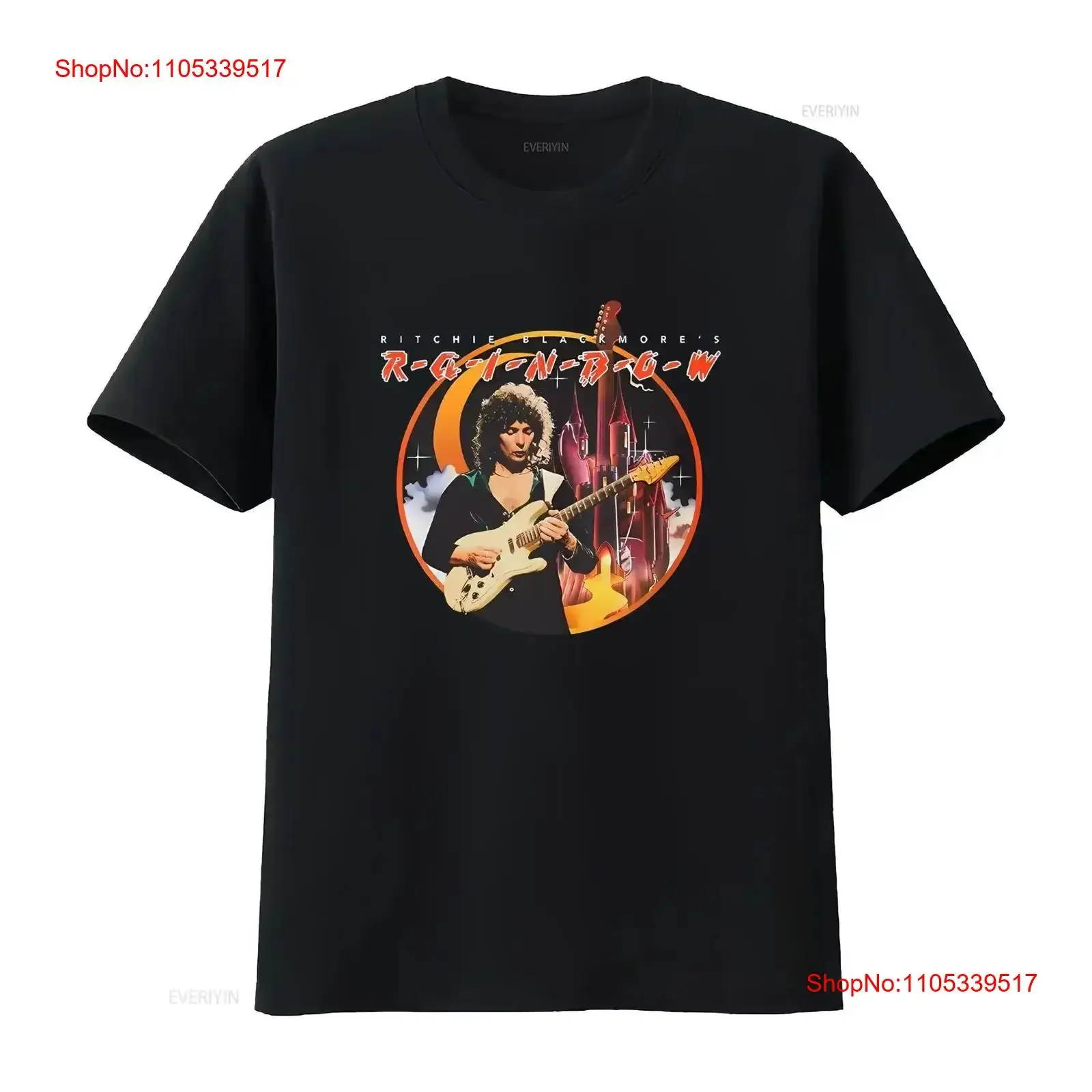 Camiseta Preta 'Rainbow Ritchie Blackmore Photo' NOVA OFICIAL vintage lavada com estampa gráfica de designer, macia e vintage