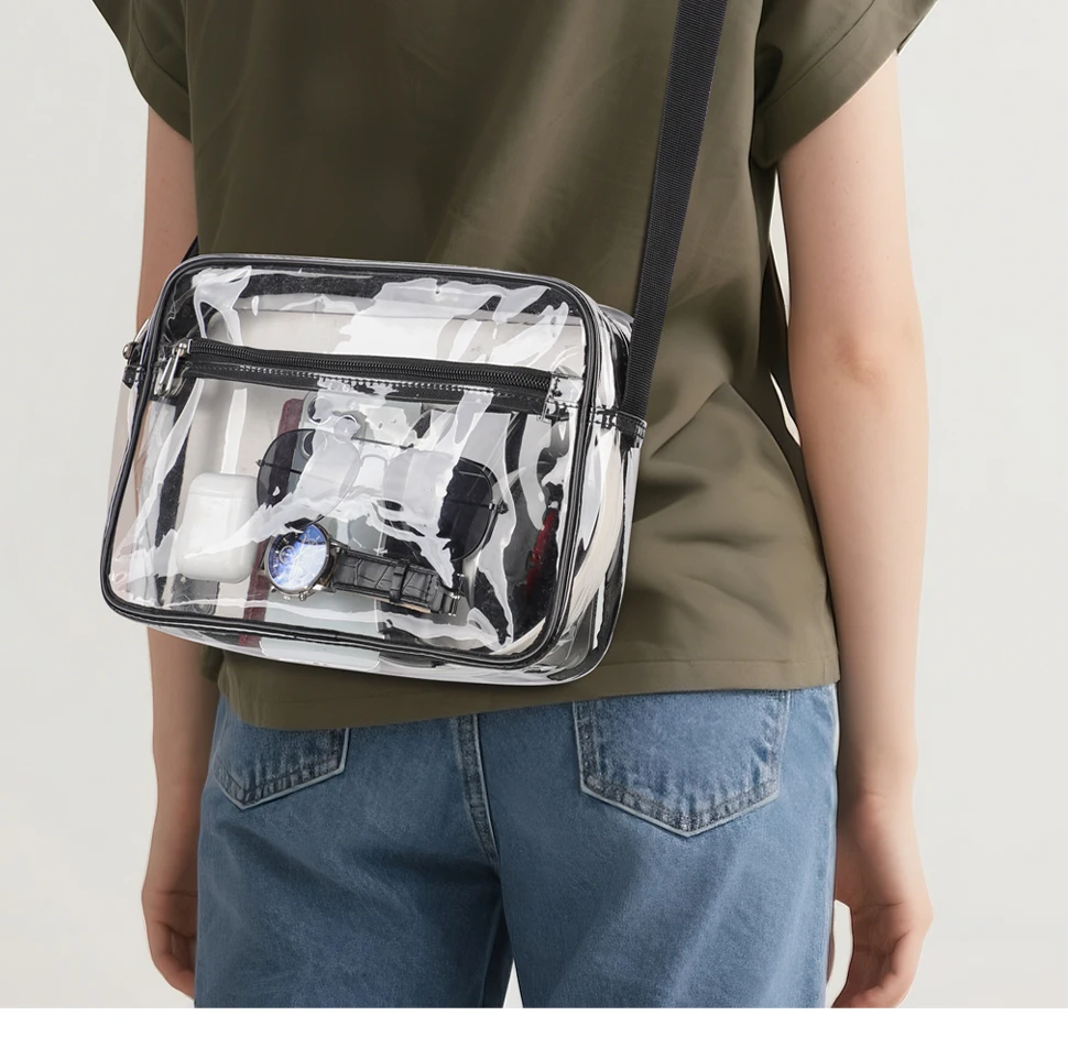 TINYAT Damen-Umhängetasche aus PVC-Material, transparent, wasserdicht, leicht, Umhängetasche, Konzert, Stadionveranstaltungen, Patry, Brusttasche – Detail 12