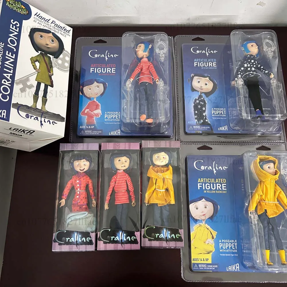 Coraline Jones Articulated Figure Raincoat Sweater In Striped Shirt Toy LA Girl Action Figure Model Toys Joint Movable Desk Dcor