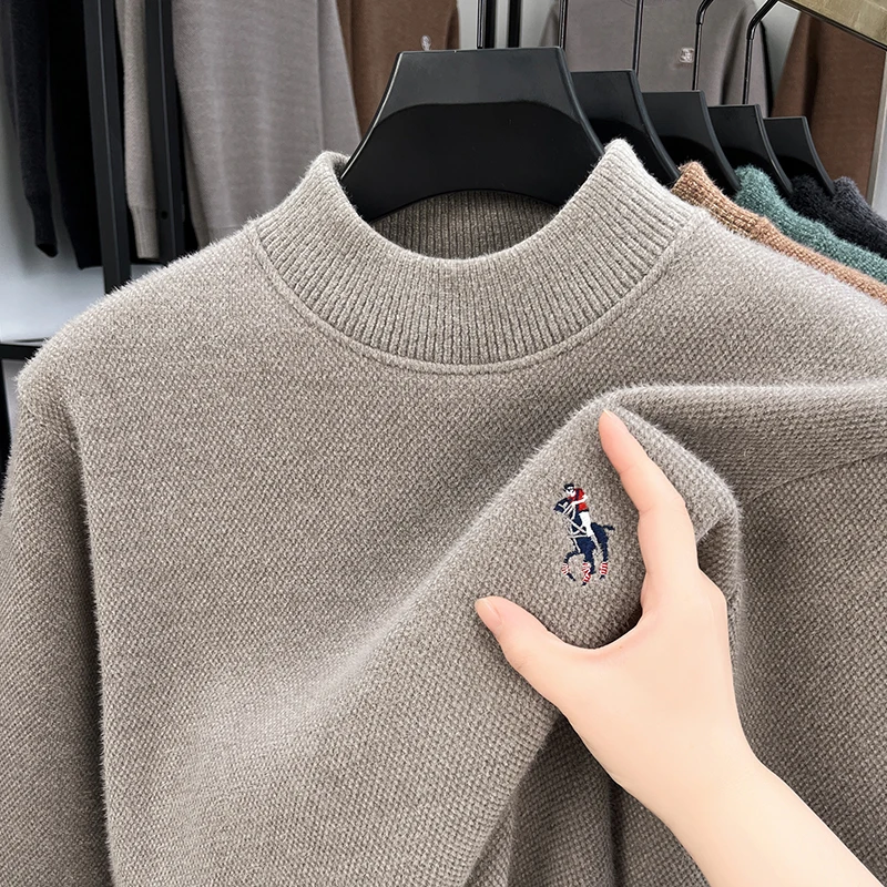 

High end brand men's round neck long sleeve warm pullover popular autumn winter embroidered boutique top casual knitted sweater