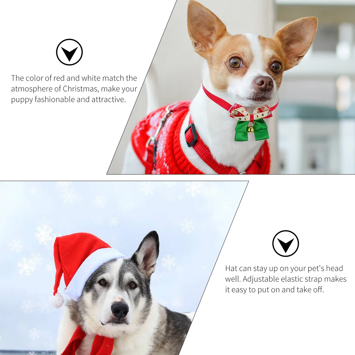 

3Pcs Christmas Pet Costume Dog Collar Scarf Hat Set Adjustable Elastic Strap Holiday Christmas Collar Dog Decorative Necklace