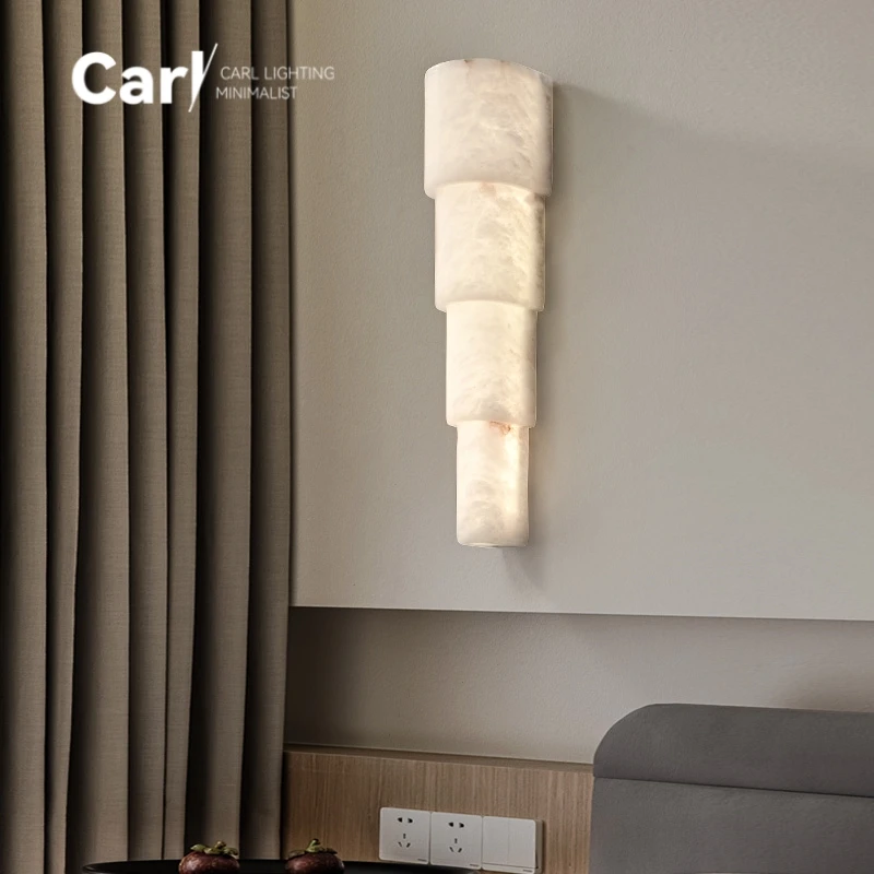 مصباح جداري من الرخام الطبيعي ضوء فرنسي فاخر للمنزل بسيط حائط الخلفية مصباح مصمم إبداعي للممر وغرفة النوم بجانب السرير