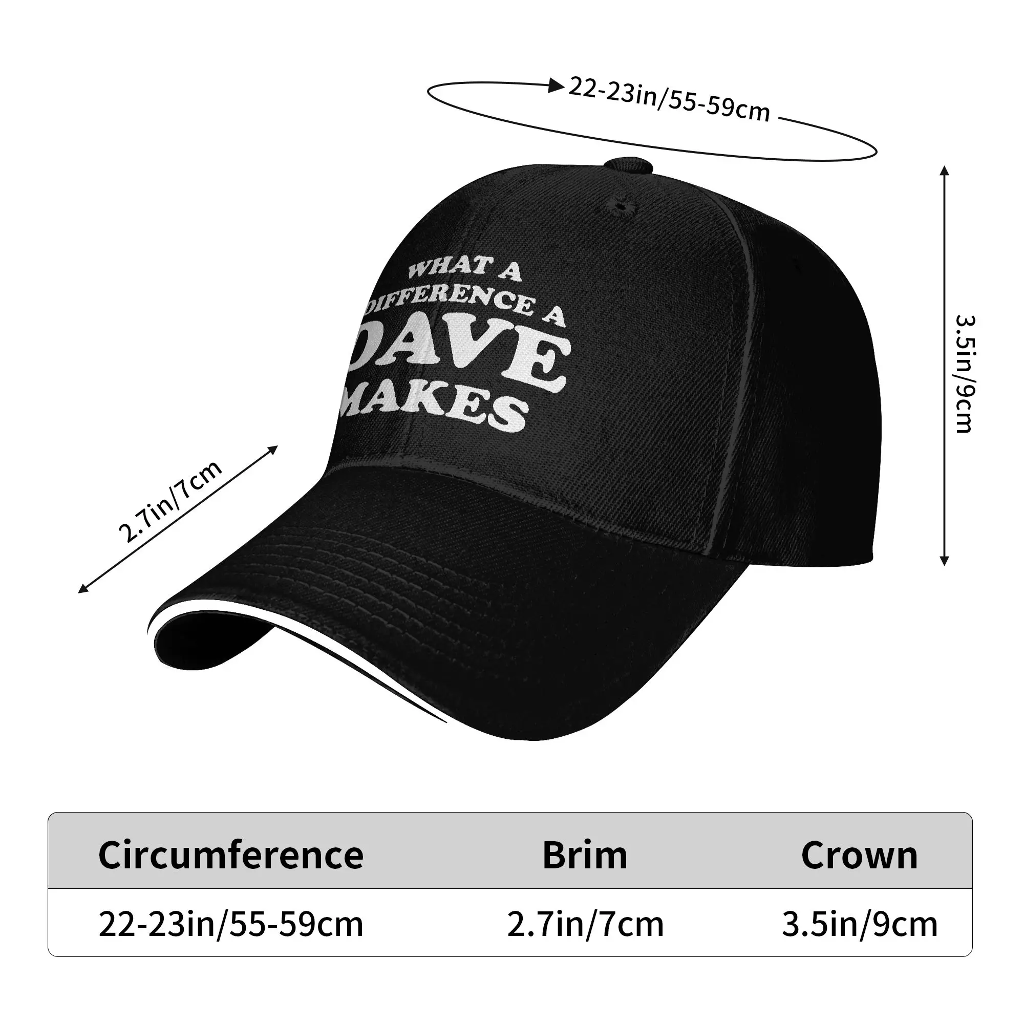 What A Difference A Dave Makes Sun Baseball Cap Summer Couple Women Trucker Hat Breathable Fashion Outdoor Gym Baseball Caps
