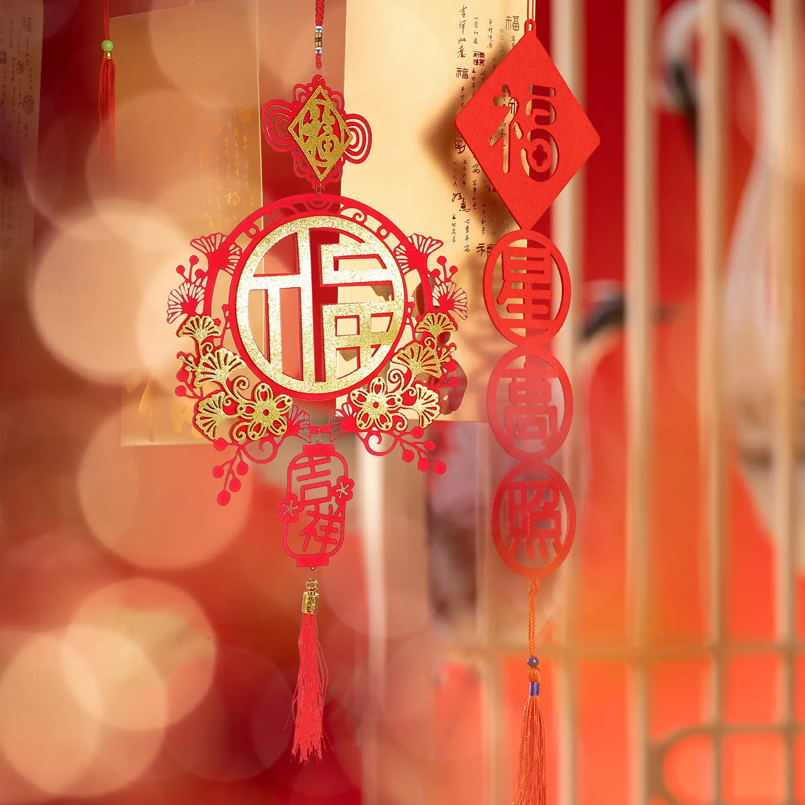 Lunar New Year Red Fu Character Chinese Knot Pendant Spring Festival Hanging Ornament Wall Decor Rv Interior Traditional Lucky
