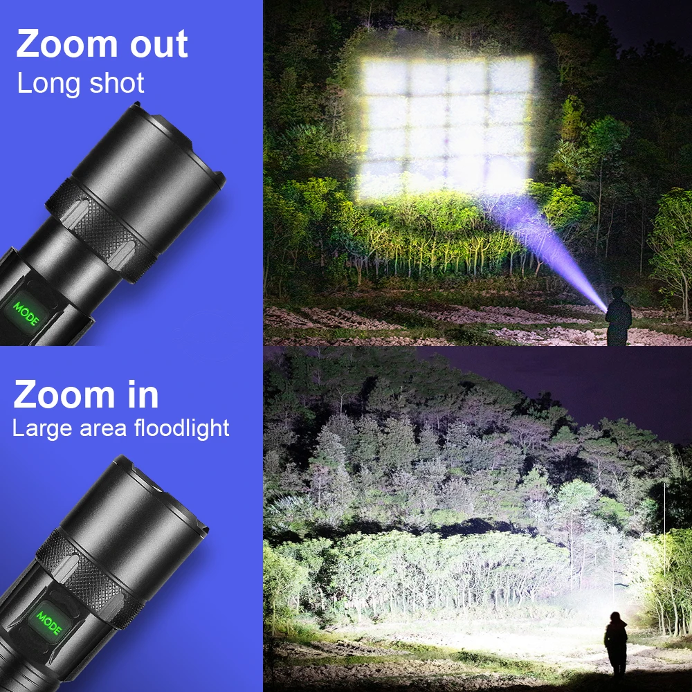 Most Powerful LED Flashlight XHP360 Torch Rechargeable Torch Light Long Shot 3000M LED Lamp Flashlights 18650 Tactical Lantern