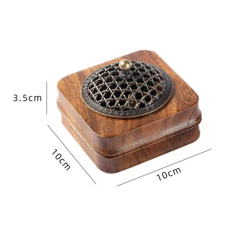 Indoor Sandalwood Incense Holder Walnut Wood Incense Burner Household Moxibustion Base Mugwort Pillar Incense Burner Decoration