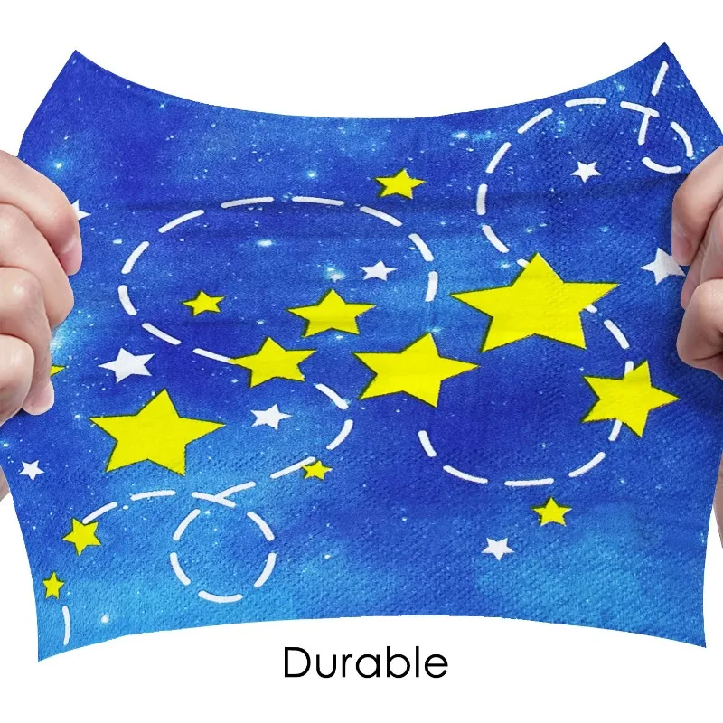 Servilletas de papel desechables, manteles individuales decorativos para fiesta de cumpleaños de niños, estrellas amarillas, cielo azul, 10/20 piezas/Pac, 33x33cm