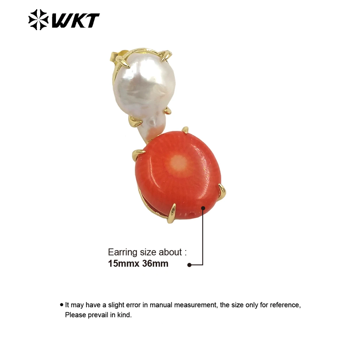 WT-MPE096 WKT Novel And Unique Coral Freshwater Pearl Design Two Color Options For Anniversaries Accesories