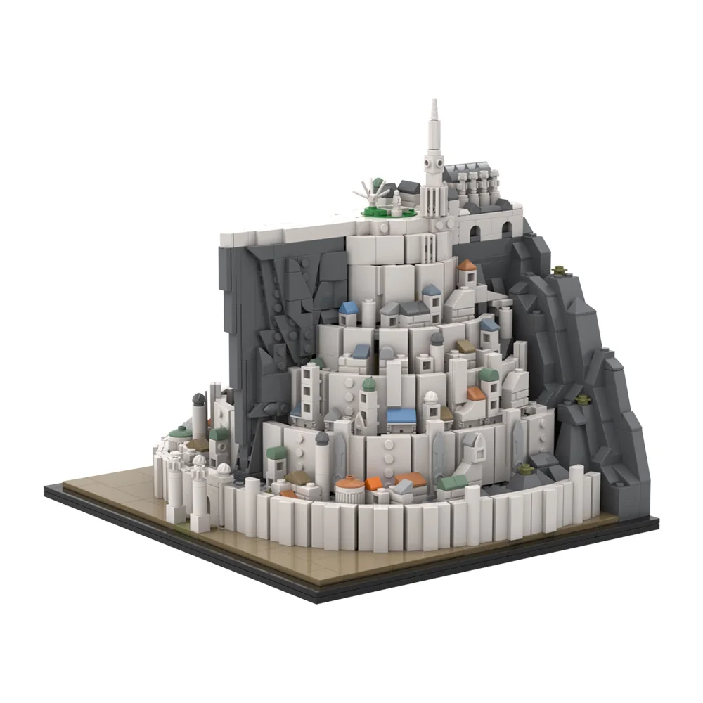 MOC Movie the Rings Minas Tiriths White Castle Building Blocks Model Gollum Monster Bricks The White Council Architecture KidToy