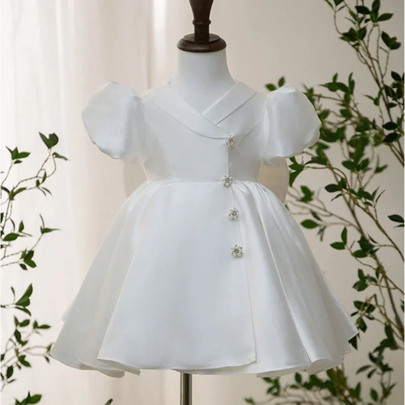 Baby Girl Princess Tutu Dress Infant Toddler Child Vestido Birthday Puff Sleeve Bow Frock Birthday Elegant Baby Clothes 1-12Y