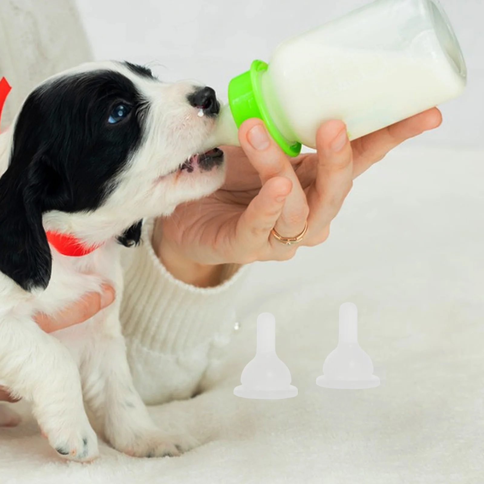 

50Pcs Kitten Nursing Bottle Nipples Silicone Pet Feeding Accessories Ideal for Puppies Bunnies Travel Use Soft Safe Suckling