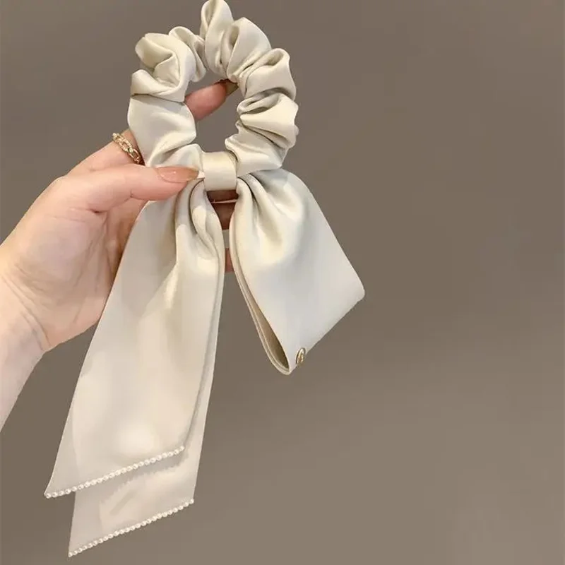 

French Style Solid Color Ribbon Elegant Style, High-End Light Solid Color Satin Bow Hair Accessories, Sporty And Versatile Style