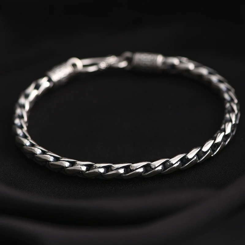 

ZABRA 925 Silver Woven Keel Bracelet for Men's Retro Thai Silver High Grade Feel Handicraft