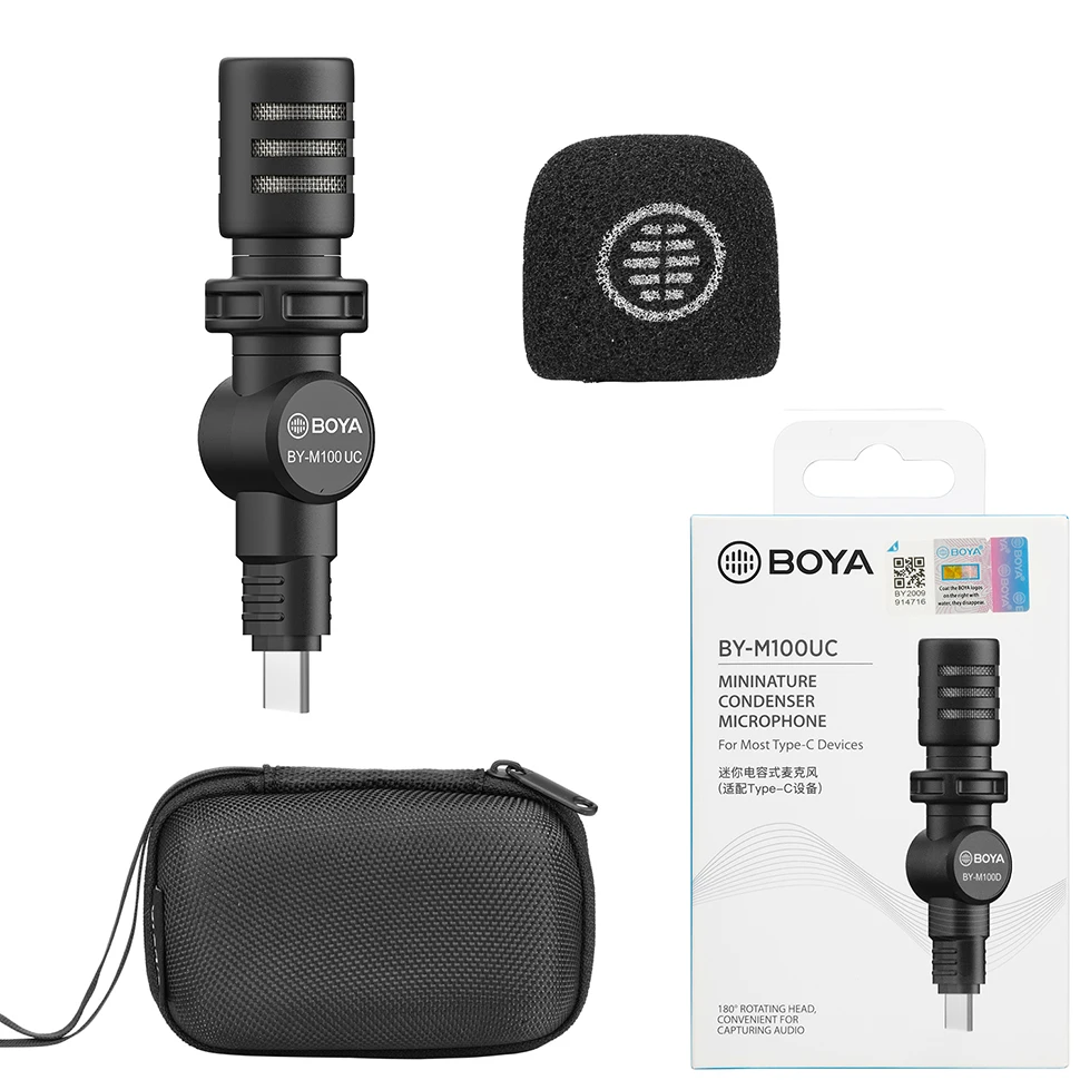 BOYA BY-M100UC Omnidirectional Plug and Play Microphone Type-C Mini Mic for iPhone 15-16 Android USB-C Smartphone Vlog Broadcast