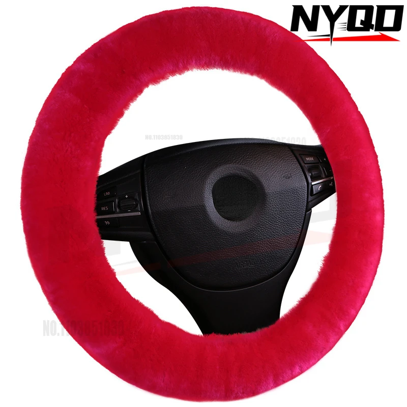 

New car wool steering wheel cover wool short plush cute wool handlebar cover winter handlebar cover leather and fur integrated