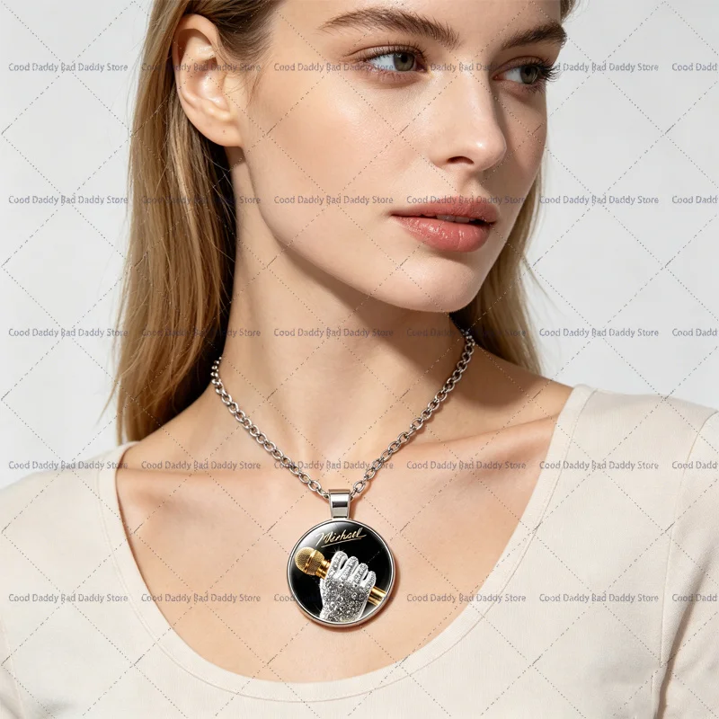 The King of Pop MJ Michael Jackson Necklace for Men Women Vintage Stainless Steel Neck Chains Y2k Grunge Fashion Charms Gifts view 2
