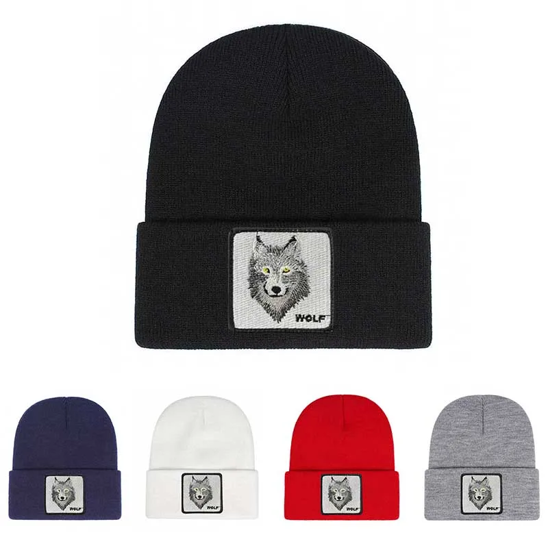 2024 New Fashion High Quality Beanie Hat for Men Animal Embroidery Knitted Hat for Women Outdoors Vintage Hip Hop Skullies Cap