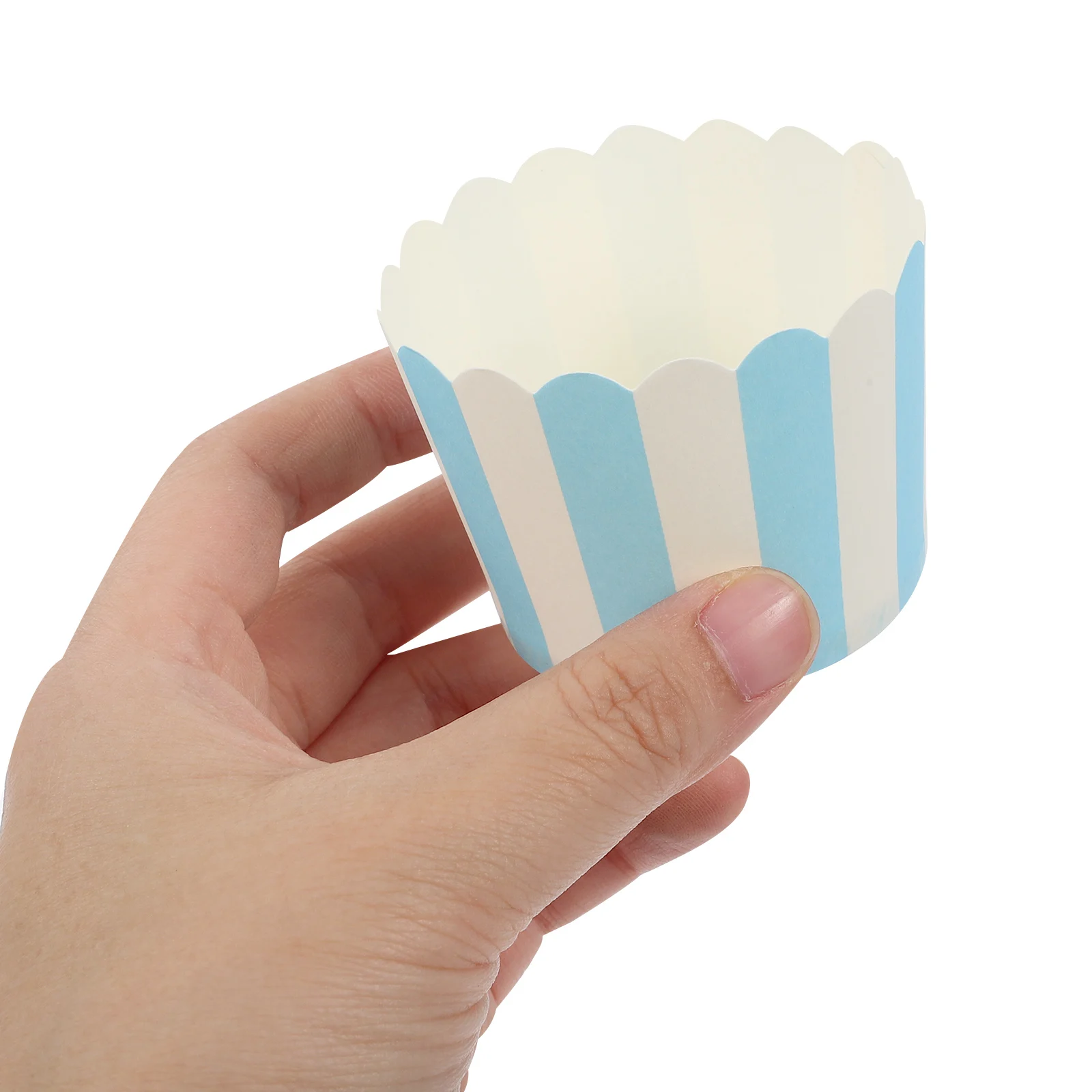 

50pcs Paper Cupcake Cups Blue White Stripes Disposable Baking Muffin Cups Heat Resistant Elegant Cake Decorations