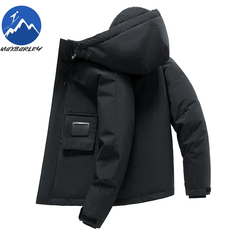 Maxbarley Men Luxury Down Jacket New Classic Hooded Snow Ski Thickened Warm Parka Fashion Streetwear Wear Windproof Winter Coat