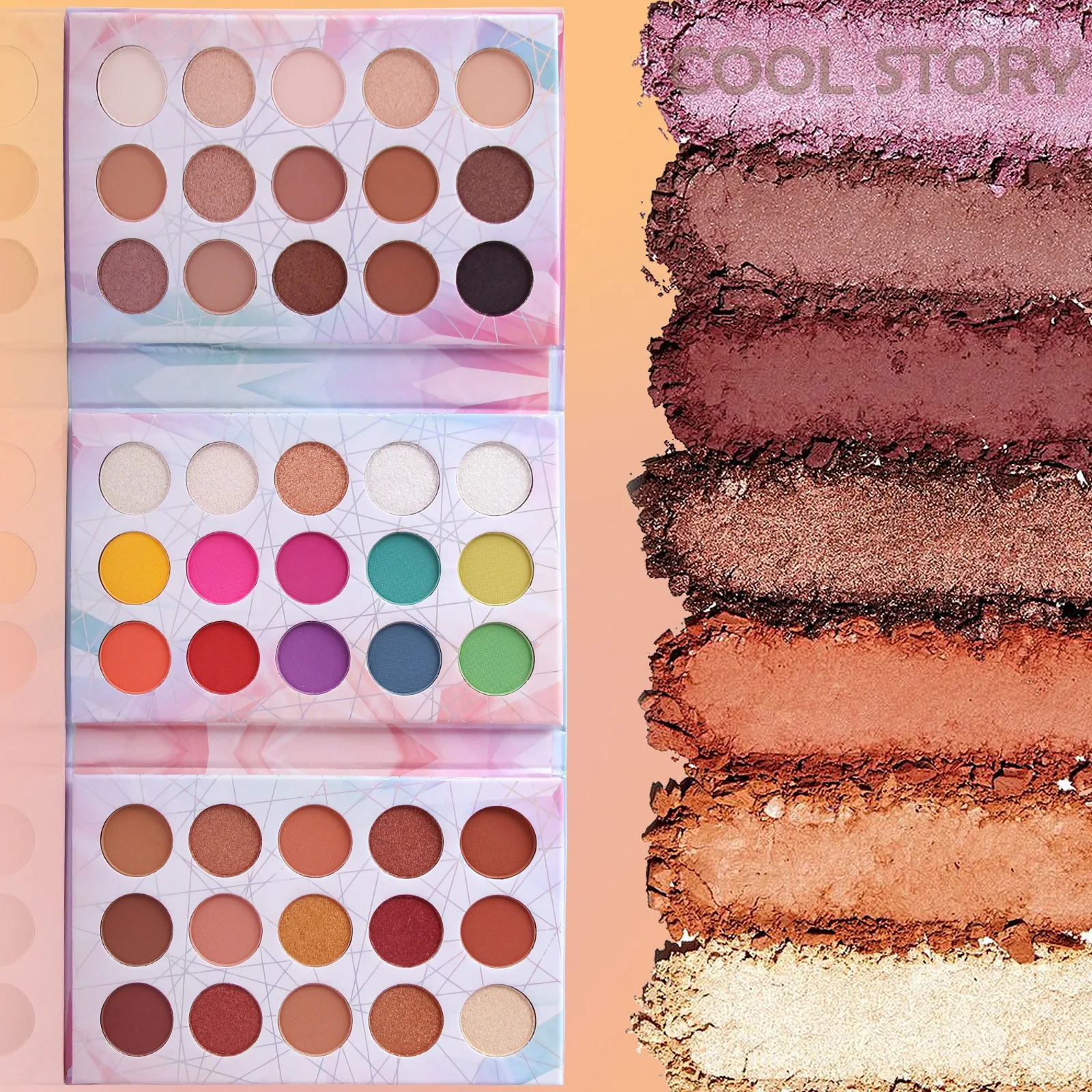 折りたたみ45色アイシャドウ、パールマットフラッシュカラーアースカラーアイフェイスステージメイク総合パレット