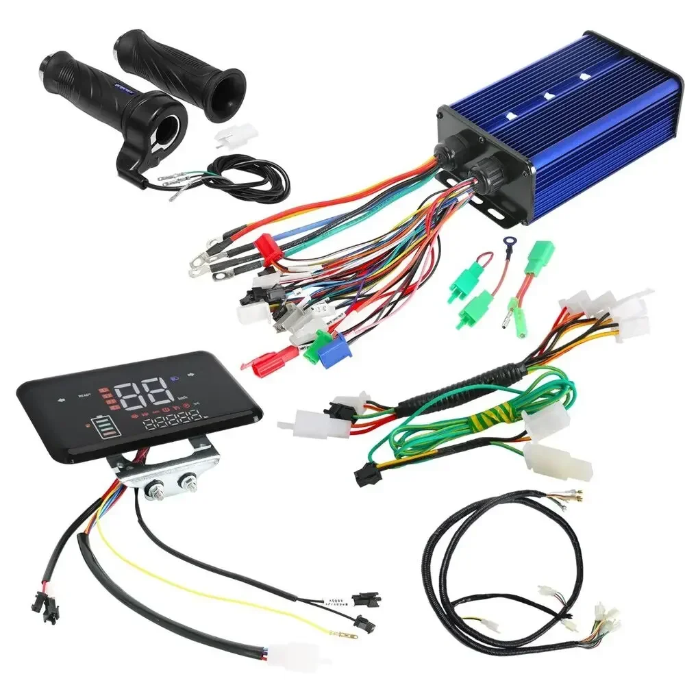 36V 48V 72V 60A Brushless Motor Controller Kit with Display and Wiring Harness or Ele ctric Bike, Scooter, Go-Kart