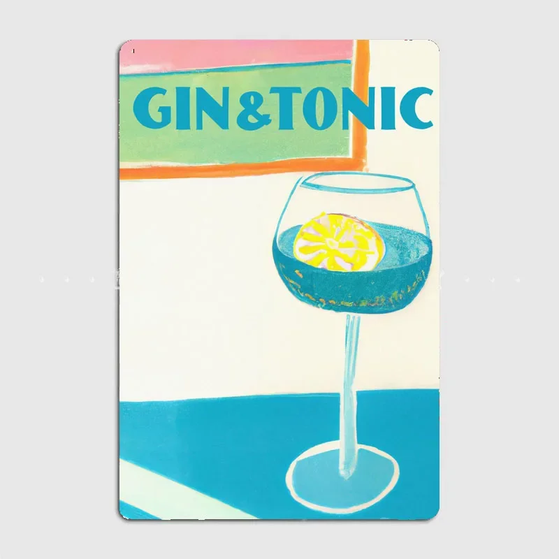 Blue Gin Tonic Cocktail Beer Metal Poster Elf Bar Living Bbq Room Wall Decor Cinema Living Custom Tin Vintage Home Decor