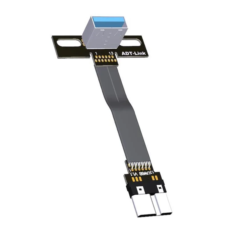 USB 3.0 Type-A «мама» к Micro-B «папа» Плоский и тонкий кабель FPC FPV для передачи данных под углом 90 градусов Поддержка OTG ADT