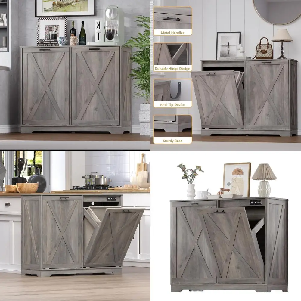 

Шкаф с наклоном и двойным контейнером, закрывающийся для вторичной переработки, деревянный шкаф для белья, контроль запаха и очистка воздуха для домашнего использования