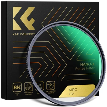 K&F Concept Nano-X MC UV Filter 28 Layers Multi-Coated Protective Coatings 37-127mm Waterproof Camera Lens Filter 8K Ultra HD