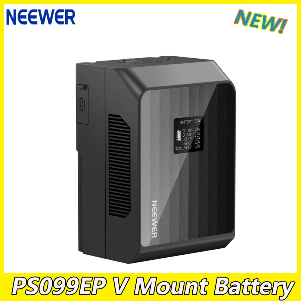 NEEWER PS099EP 99Wh V Mount Battery 6800mAh 100W Fast Charging PD Type C/D Tap/BP/USB A/Dual DC Port/OLED Display