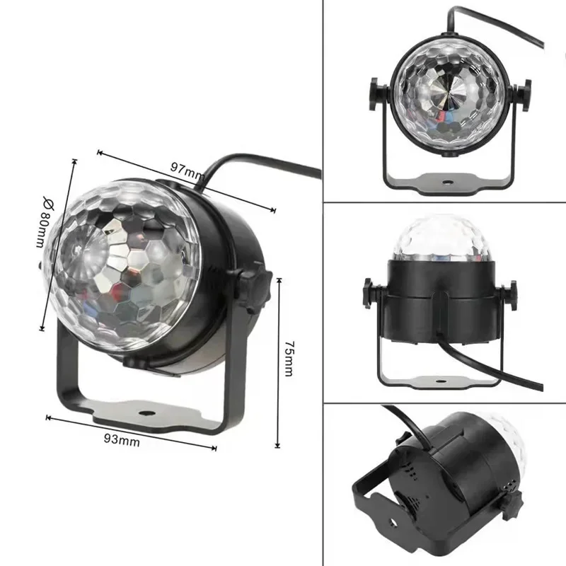 NEW 6W LED Crystal Magic Ball Light with Remote Control RGB 7 Color Voice Controlled Rotating KTV Stage Light Effect Spotlight