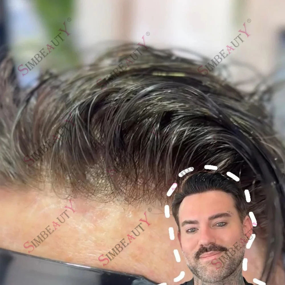 

Ультратонкий парик из полиуретана 0,02 мм с европейскими человеческими волосами, 80% плотность, незаметный, V-образный, супертонкие накладки, решение для мужчин при выпадении волос