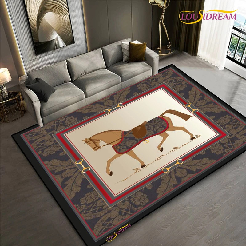 Fashion Equestrianism Horse UnSlip Carpet for Living Room,Bedroom,Playroom,Kitchen,Door,Prayer Floor Mat Decor Rug Gift Alfombra