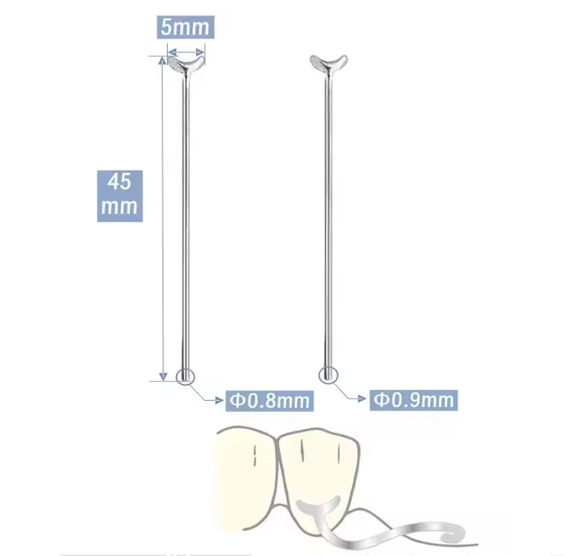 5 Piece Dental Ball Retainer Set with J Clasp and Oblique Clasps Y Type Tooth Position Holders for Scheu Materials 0.8mm