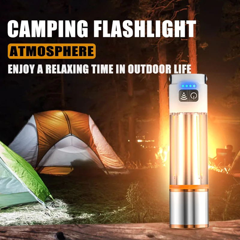 Multi Functional LED Flashlight Strong Light Long-range Rechargeable Waterproof Outdoor Camping Lantern Portable Hook Tent Light