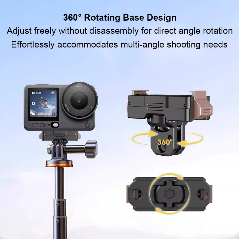 

For DJI Osmo Action6 Metal Magnetic Camera Mounting Base with Two-claw & 1/4-inch Threaded Mount Interface for DJI Osmo Nano