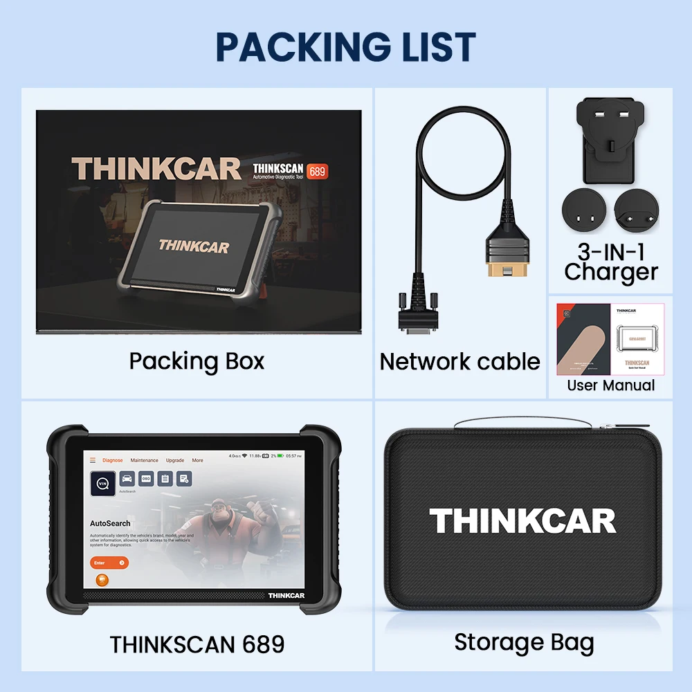 NEW THINKCAR THINKSCAN 689 Car OBD2 Scanner Full System Diagnosis Tool CAN FD/DOIP ECU Coding Active Test 34 Reset Lifetime Free
