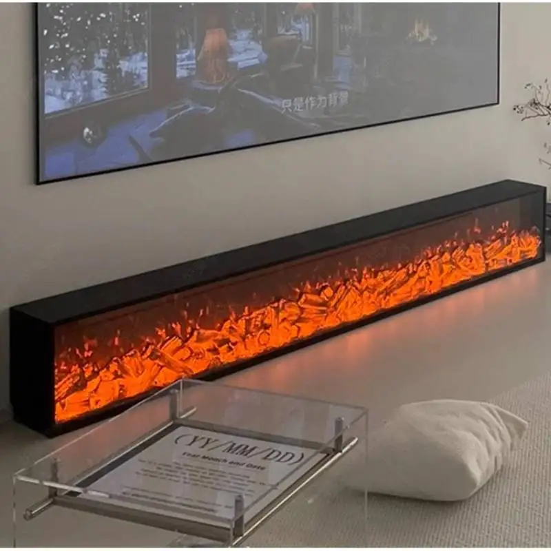 

-+-European Black Decor Tv Cabinet Light Dark Design Unique Nordic Tv Cabinet Fireplace Electric Szafka Pod Telewizor Furniture