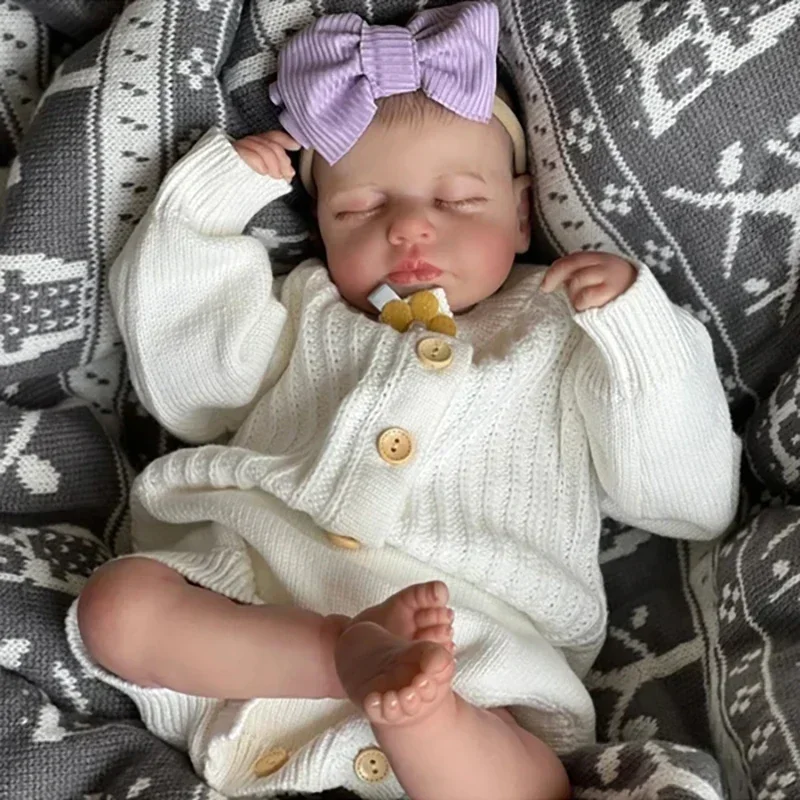 Loulou Reborn Doll Kit 19inch Lifelike Unfinished Soft Touch Multiple Layers Painting Doll Parts Visible Veins Hand Painted Hair